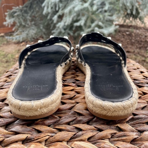 Marc Fisher Black Studded Strappy Tamie Platform Slip On Leather Espadrille Sz 8 - Picture 8 of 11